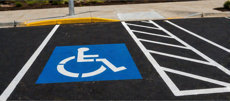 Fresh ADA handicap parking stall markings